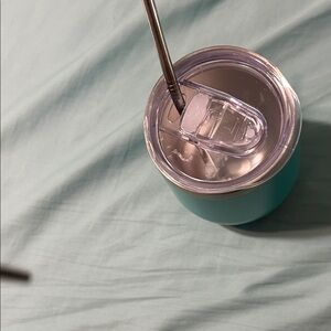 Stainless Steel Tumbler with Straw - Teal